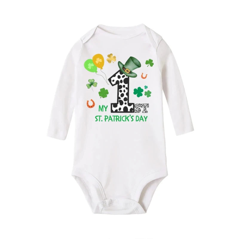 My First St. Patrick's Day Printed Infant Bodysuit St. Patricks Party Baby Outfits Newborn Long Sleeve Romper Holiday Jumpsuit