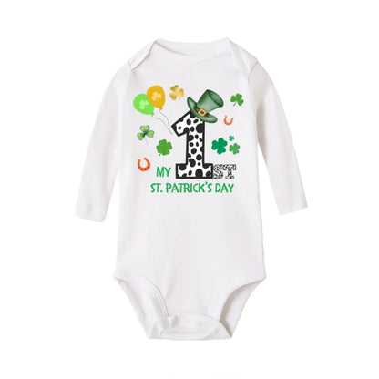 My First St. Patrick's Day Printed Infant Bodysuit St. Patricks Party Baby Outfits Newborn Long Sleeve Romper Holiday Jumpsuit