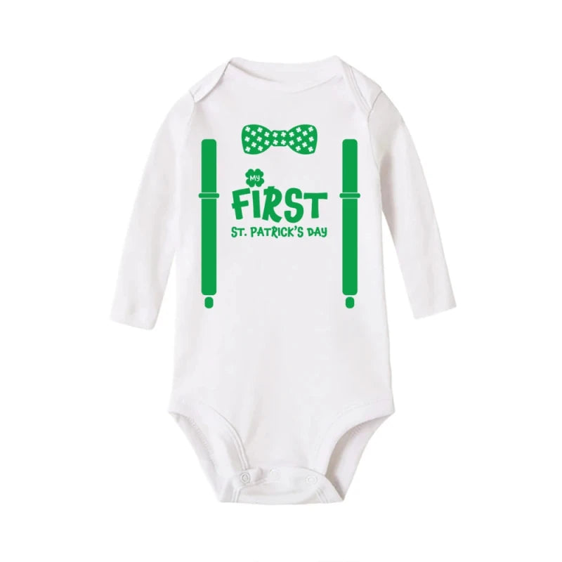 My First St. Patrick's Day Printed Infant Bodysuit St. Patricks Party Baby Outfits Newborn Long Sleeve Romper Holiday Jumpsuit