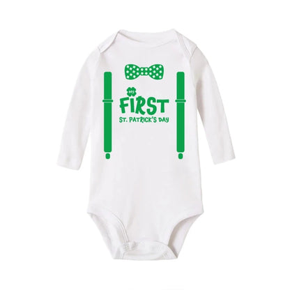 My First St. Patrick's Day Printed Infant Bodysuit St. Patricks Party Baby Outfits Newborn Long Sleeve Romper Holiday Jumpsuit