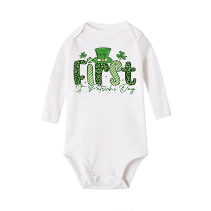 My First St. Patrick's Day Printed Infant Bodysuit St. Patricks Party Baby Outfits Newborn Long Sleeve Romper Holiday Jumpsuit