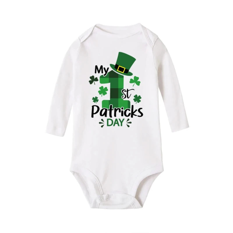 My First St. Patrick's Day Printed Infant Bodysuit St. Patricks Party Baby Outfits Newborn Long Sleeve Romper Holiday Jumpsuit
