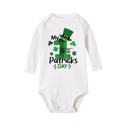 My First St. Patrick's Day Printed Infant Bodysuit St. Patricks Party Baby Outfits Newborn Long Sleeve Romper Holiday Jumpsuit