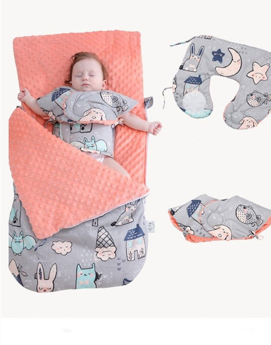 Newborn Baby Blanket Warm Fleece Stroller Cover Quilt - Hands & Toes
