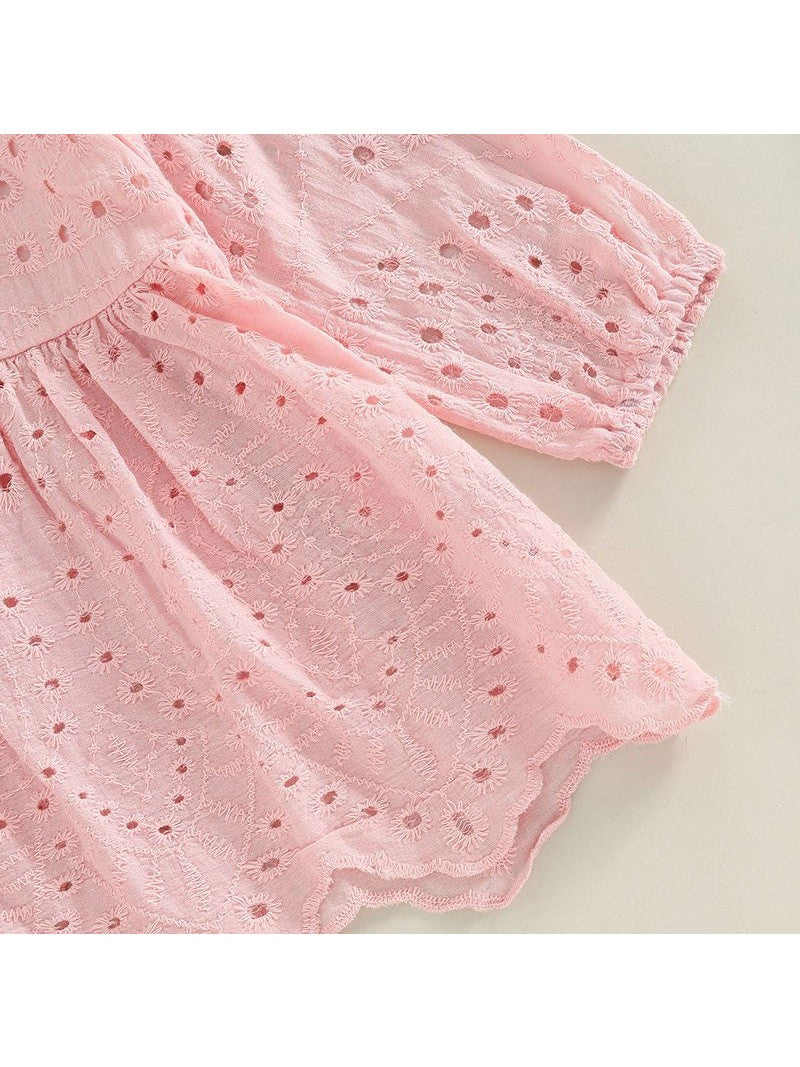 Newborn Baby Girls 0 - 24M Solid Ruffles Long Sleeve Pleated Dress+Shorts Bloomers Cotton Outfits - Hands & Toes