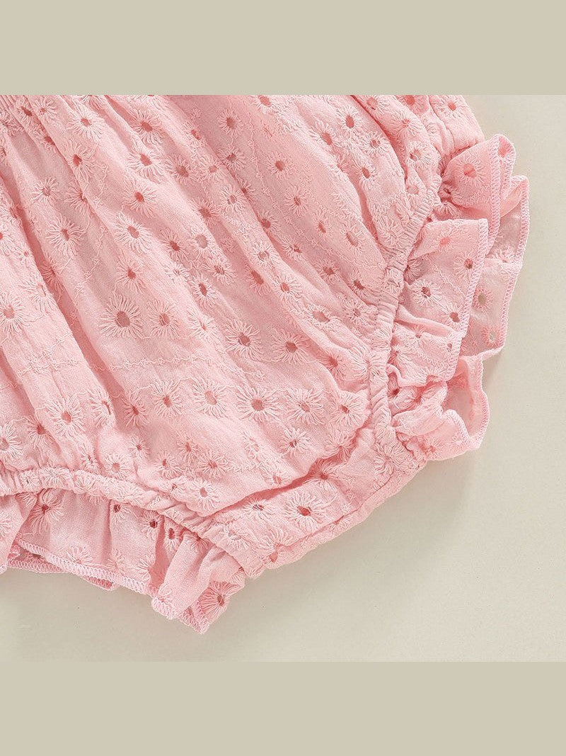 Newborn Baby Girls 0 - 24M Solid Ruffles Long Sleeve Pleated Dress+Shorts Bloomers Cotton Outfits - Hands & Toes