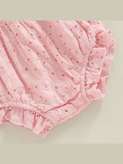 Newborn Baby Girls 0 - 24M Solid Ruffles Long Sleeve Pleated Dress+Shorts Bloomers Cotton Outfits - Hands & Toes