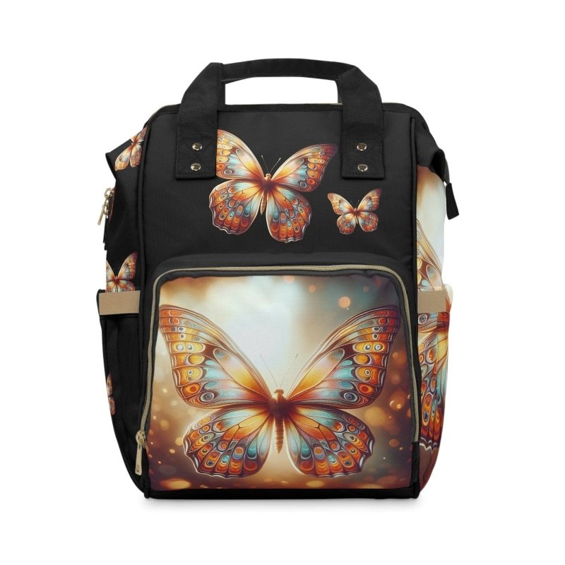 Orange Butterfly Diaper Backpack | Stylish Baby Bag, Maternity Backpack, Toddler Travel Bag, Nursing Essentials, Mom Bag