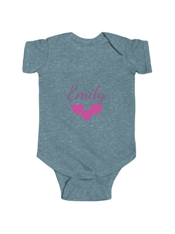Personalize Girls Infant Bodysuit — Girls Name Heart Newborn Onesie - Hands & Toes