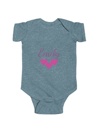 Personalize Girls Infant Bodysuit — Girls Name Heart Newborn Onesie - Hands & Toes