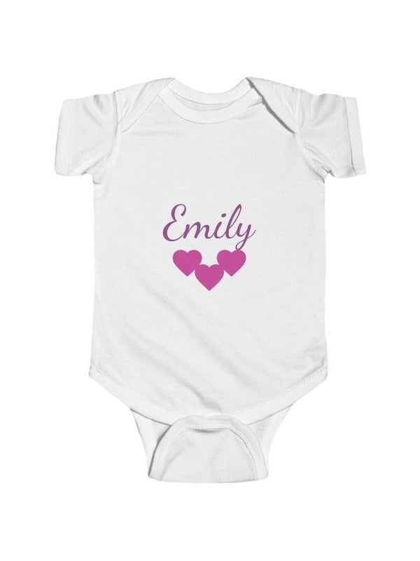 Personalize Girls Infant Bodysuit — Girls Name Heart Newborn Onesie - Hands & Toes