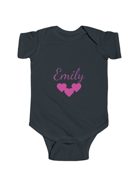 Personalize Girls Infant Bodysuit — Girls Name Heart Newborn Onesie - Hands & Toes