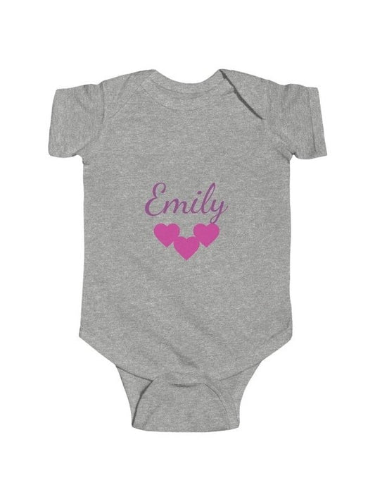 Personalize Girls Infant Bodysuit — Girls Name Heart Newborn Onesie - Hands & Toes