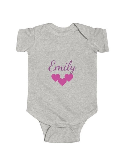 Personalize Girls Infant Bodysuit — Girls Name Heart Newborn Onesie - Hands & Toes