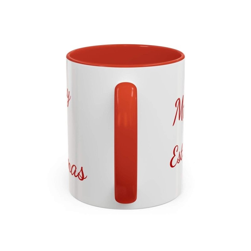 Personalize Mama/Papa Established Mug Christmas Reindeer Accent Coffee Mug – "Merry Christmas" Holiday Gift (11/15oz) - Hands & Toes