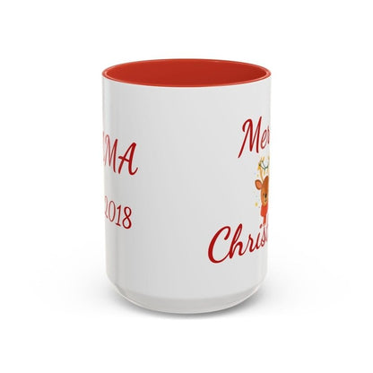 Personalize Mama/Papa Established Mug Christmas Reindeer Accent Coffee Mug – "Merry Christmas" Holiday Gift (11/15oz) - Hands & Toes