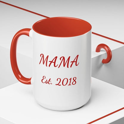 Personalize Mama/Papa Established Mug Christmas Reindeer Accent Coffee Mug – "Merry Christmas" Holiday Gift (11/15oz) - Hands & Toes
