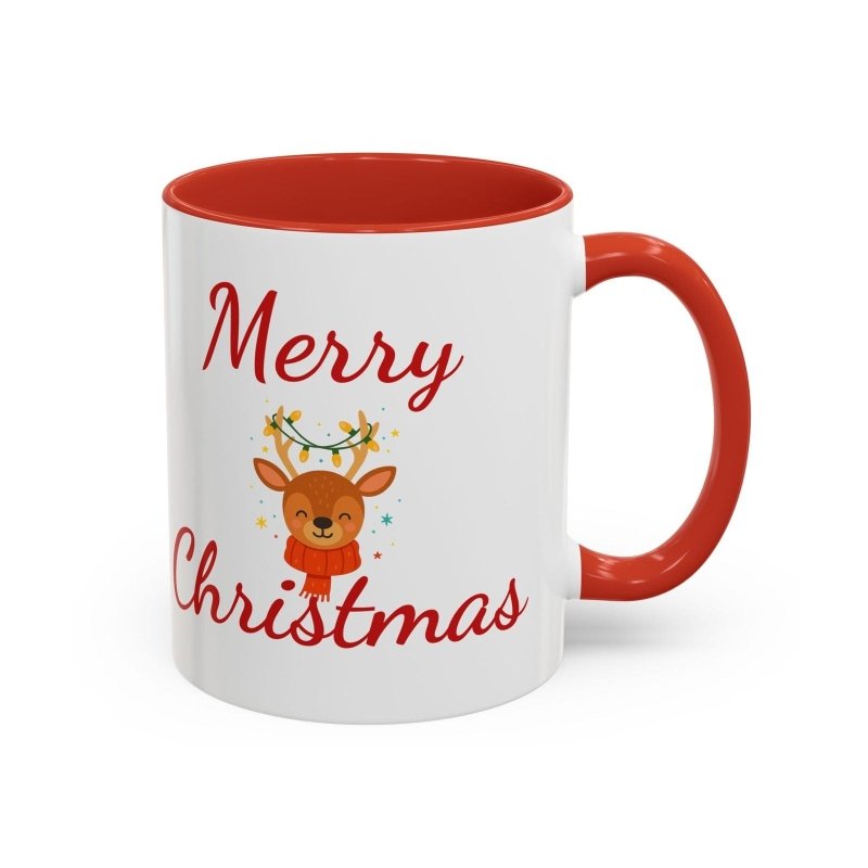 Personalize Mama/Papa Established Mug Christmas Reindeer Accent Coffee Mug – "Merry Christmas" Holiday Gift (11/15oz) - Hands & Toes