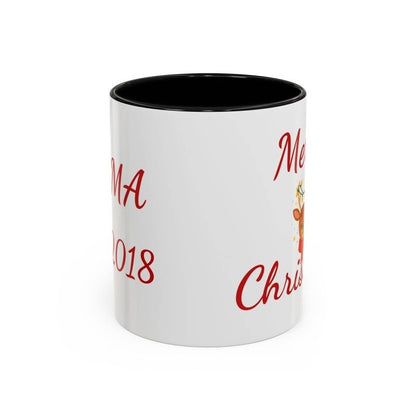 Personalize Mama/Papa Established Mug Christmas Reindeer Accent Coffee Mug – "Merry Christmas" Holiday Gift (11/15oz) - Hands & Toes