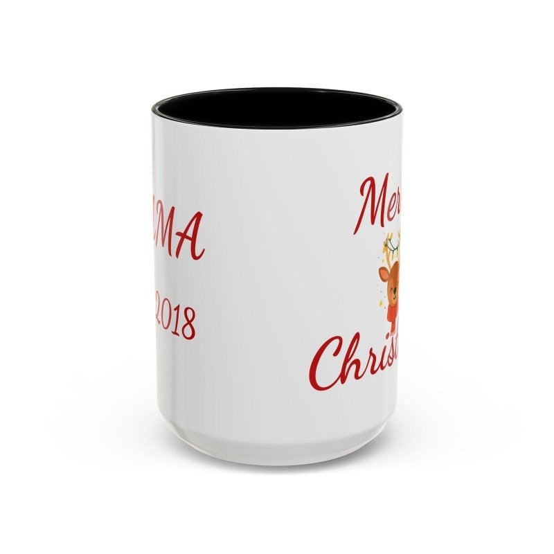 Personalize Mama/Papa Established Mug Christmas Reindeer Accent Coffee Mug – "Merry Christmas" Holiday Gift (11/15oz) - Hands & Toes