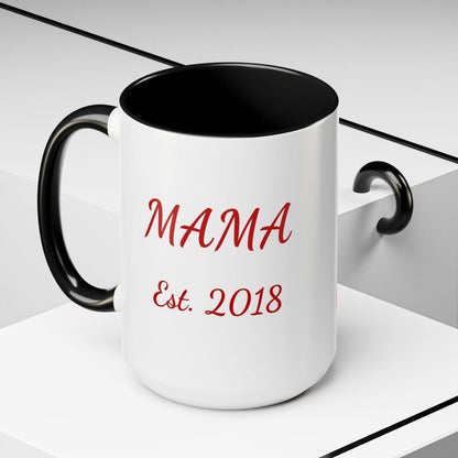 Personalize Mama/Papa Established Mug Christmas Reindeer Accent Coffee Mug – "Merry Christmas" Holiday Gift (11/15oz) - Hands & Toes
