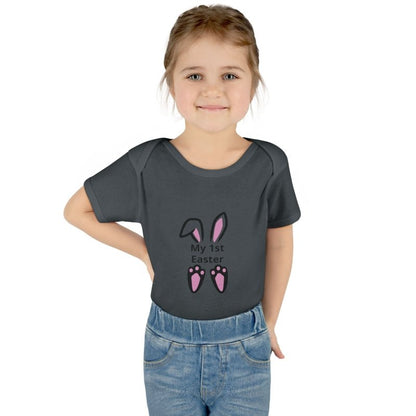 Personalized Baby Bodysuit – 'My 1st Easter' Cute Bunny Face Infant Onesie - Hands & Toes