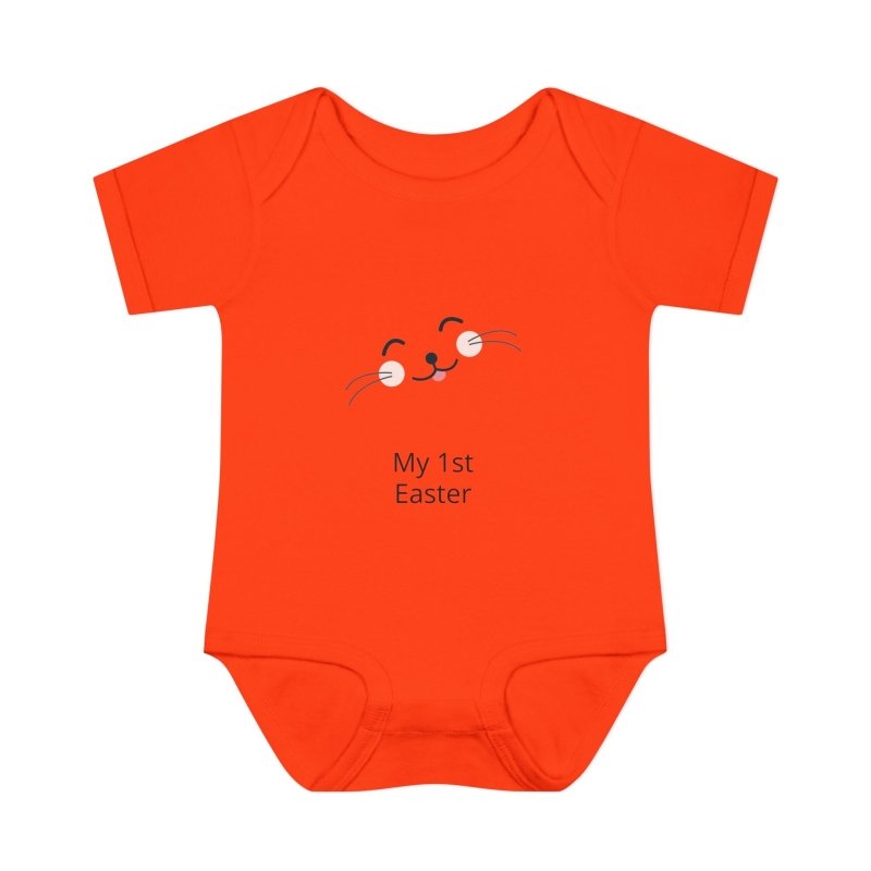Personalized Baby Bodysuit – 'My 1st Easter' Cute Bunny Face Infant Onesie - Hands & Toes