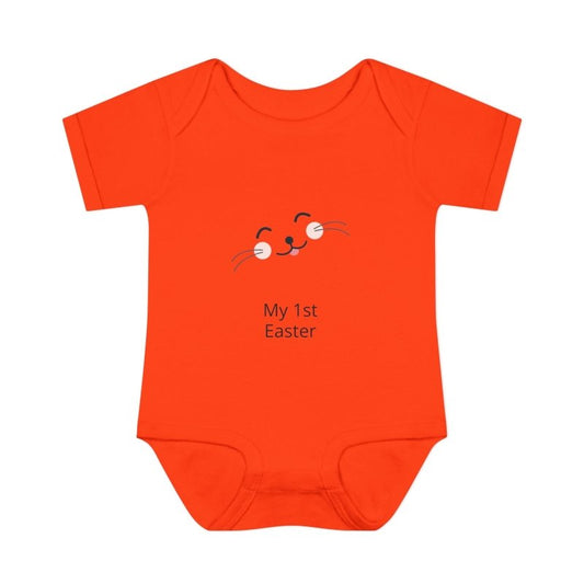 Personalized Baby Bodysuit – 'My 1st Easter' Cute Bunny Face Infant Onesie - Hands & Toes