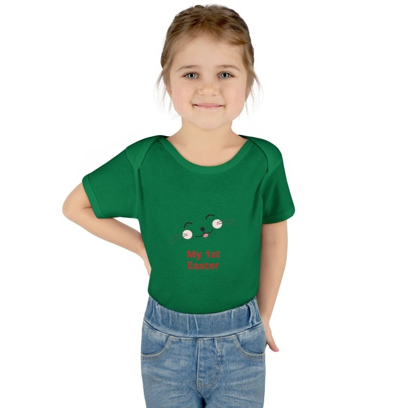 Personalized Baby Bodysuit – 'My 1st Easter' Cute Bunny Face Infant Onesie - Hands & Toes