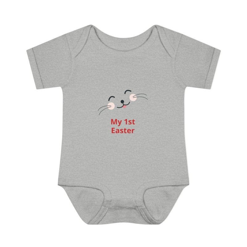 Personalized Baby Bodysuit – 'My 1st Easter' Cute Bunny Face Infant Onesie - Hands & Toes