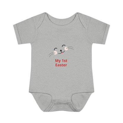 Personalized Baby Bodysuit – 'My 1st Easter' Cute Bunny Face Infant Onesie - Hands & Toes