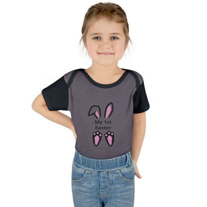 Personalized Baby Bodysuit – 'My 1st Easter' Cute Bunny Face Infant Onesie - Hands & Toes