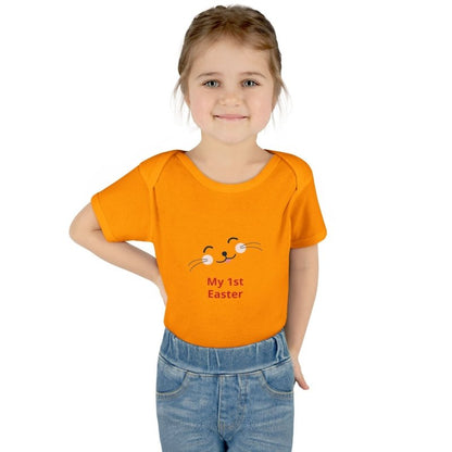 Personalized Baby Bodysuit – 'My 1st Easter' Cute Bunny Face Infant Onesie - Hands & Toes