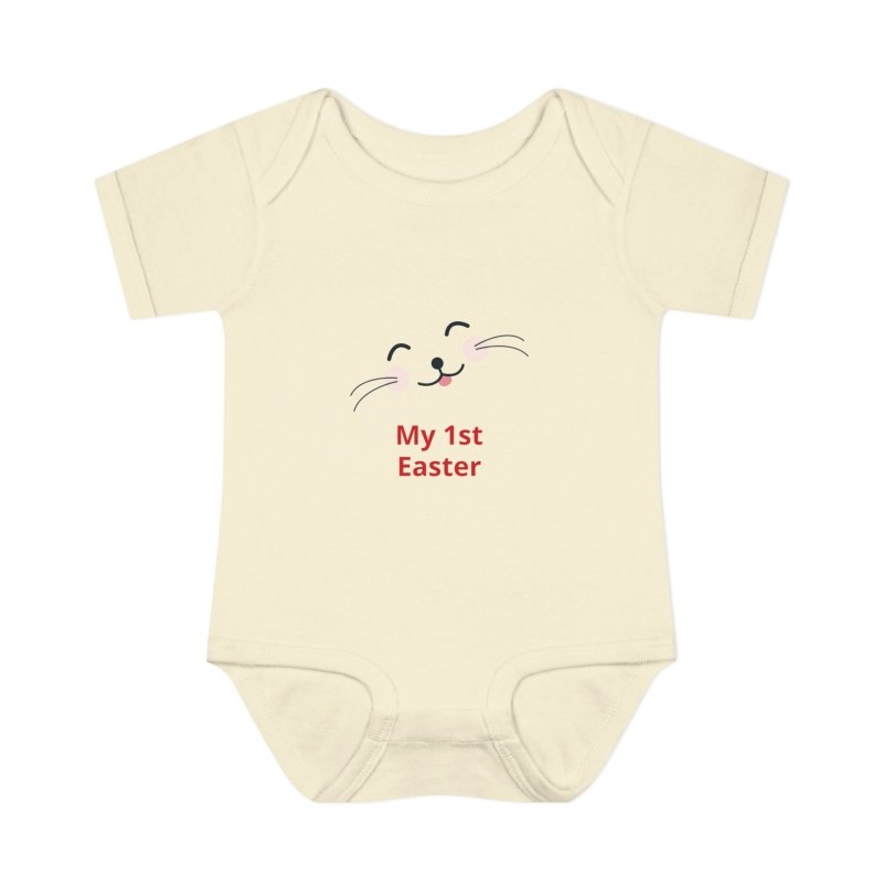Personalized Baby Bodysuit – 'My 1st Easter' Cute Bunny Face Infant Onesie - Hands & Toes