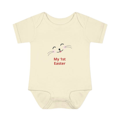 Personalized Baby Bodysuit – 'My 1st Easter' Cute Bunny Face Infant Onesie - Hands & Toes
