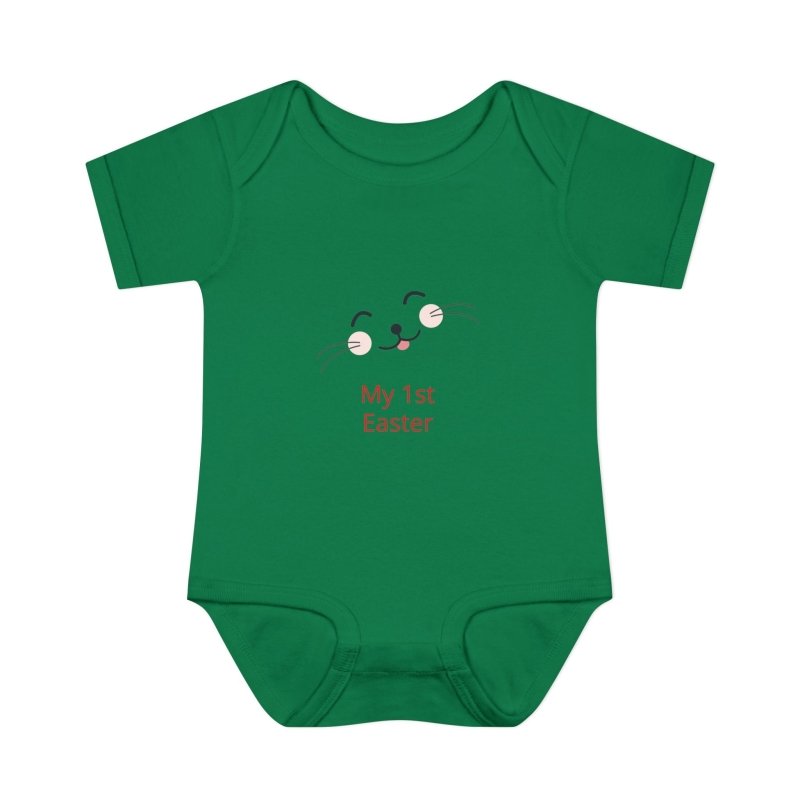 Personalized Baby Bodysuit – 'My 1st Easter' Cute Bunny Face Infant Onesie - Hands & Toes