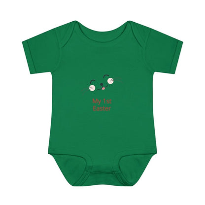 Personalized Baby Bodysuit – 'My 1st Easter' Cute Bunny Face Infant Onesie - Hands & Toes