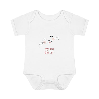 Personalized Baby Bodysuit – 'My 1st Easter' Cute Bunny Face Infant Onesie - Hands & Toes