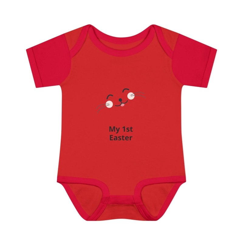 Personalized Baby Bodysuit – 'My 1st Easter' Cute Bunny Face Infant Onesie - Hands & Toes
