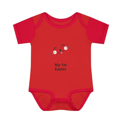 Personalized Baby Bodysuit – 'My 1st Easter' Cute Bunny Face Infant Onesie - Hands & Toes