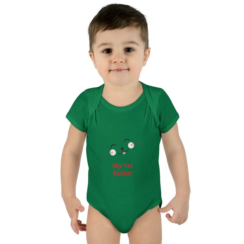 Personalized Baby Bodysuit – 'My 1st Easter' Cute Bunny Face Infant Onesie - Hands & Toes