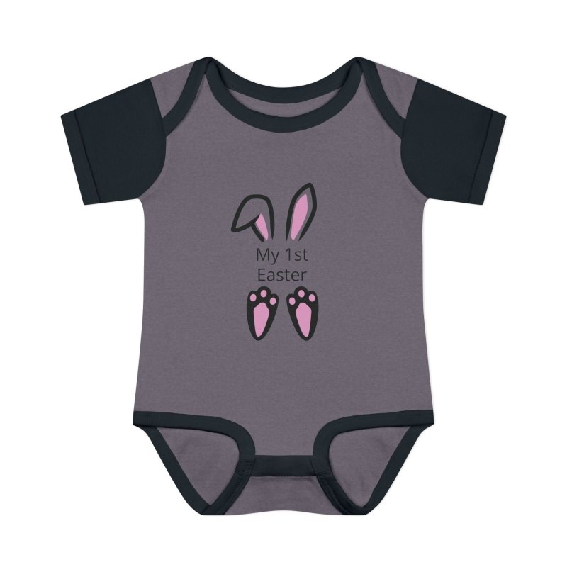 Personalized Baby Bodysuit – 'My 1st Easter' Cute Bunny Face Infant Onesie - Hands & Toes