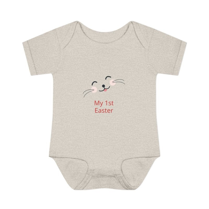 Personalized Baby Bodysuit – 'My 1st Easter' Cute Bunny Face Infant Onesie - Hands & Toes