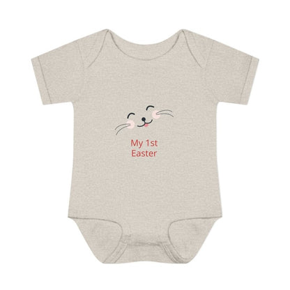 Personalized Baby Bodysuit – 'My 1st Easter' Cute Bunny Face Infant Onesie - Hands & Toes