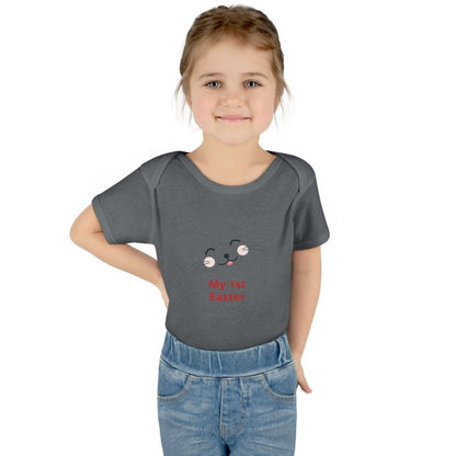Personalized Baby Bodysuit – 'My 1st Easter' Cute Bunny Face Infant Onesie - Hands & Toes
