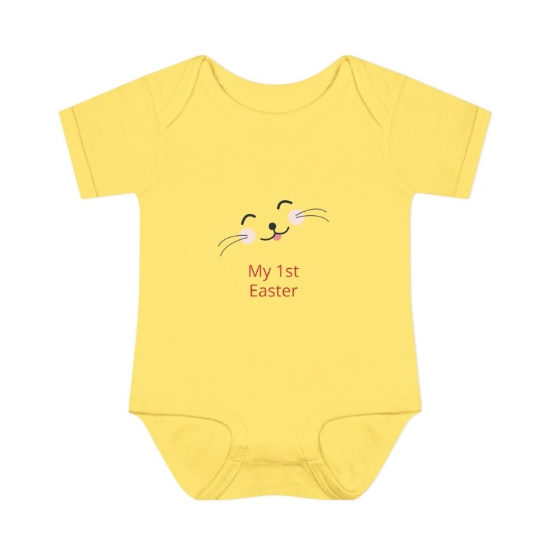 Personalized Baby Bodysuit – 'My 1st Easter' Cute Bunny Face Infant Onesie - Hands & Toes