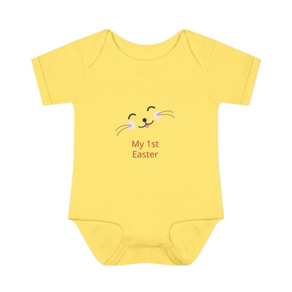 Personalized Baby Bodysuit – 'My 1st Easter' Cute Bunny Face Infant Onesie - Hands & Toes