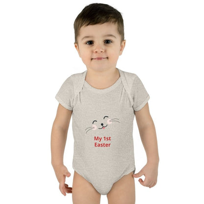 Personalized Baby Bodysuit – 'My 1st Easter' Cute Bunny Face Infant Onesie - Hands & Toes
