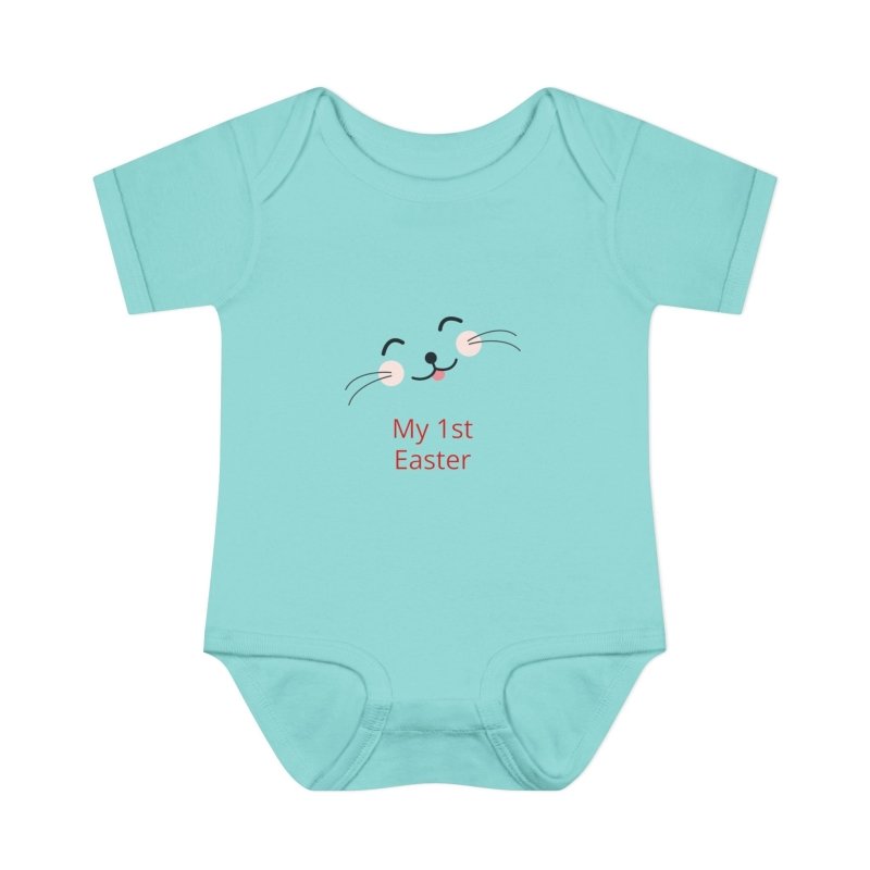 Personalized Baby Bodysuit – 'My 1st Easter' Cute Bunny Face Infant Onesie - Hands & Toes
