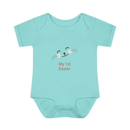 Personalized Baby Bodysuit – 'My 1st Easter' Cute Bunny Face Infant Onesie - Hands & Toes